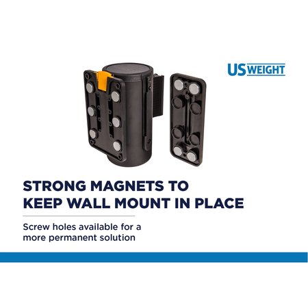 Us Weight Magnetic Wall Mount with 7.5' Black Retractable Belt U2502